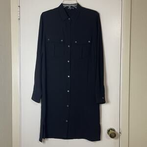 NWOT James Perse Black long sleeve button front utility shirt dress size large 3